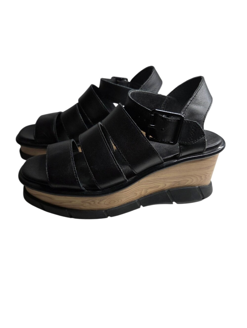 Sorel Women's Joanie III Ankle Strap Wedge Sandal Size 6 Black ￼